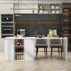 Isla de cocina blanca con almacenamiento, 2 caras