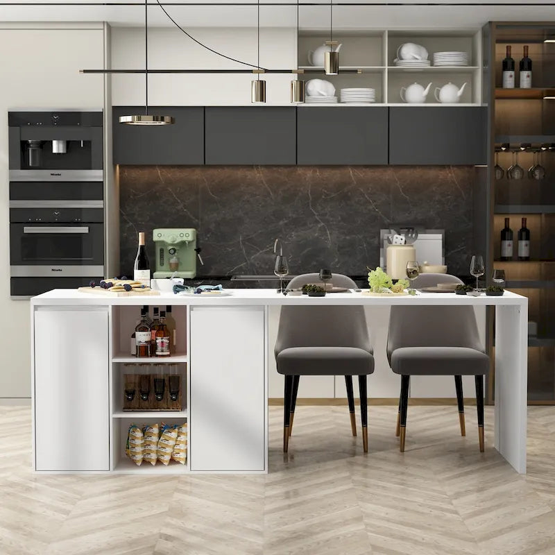 Isla de cocina blanca con almacenamiento, 2 caras