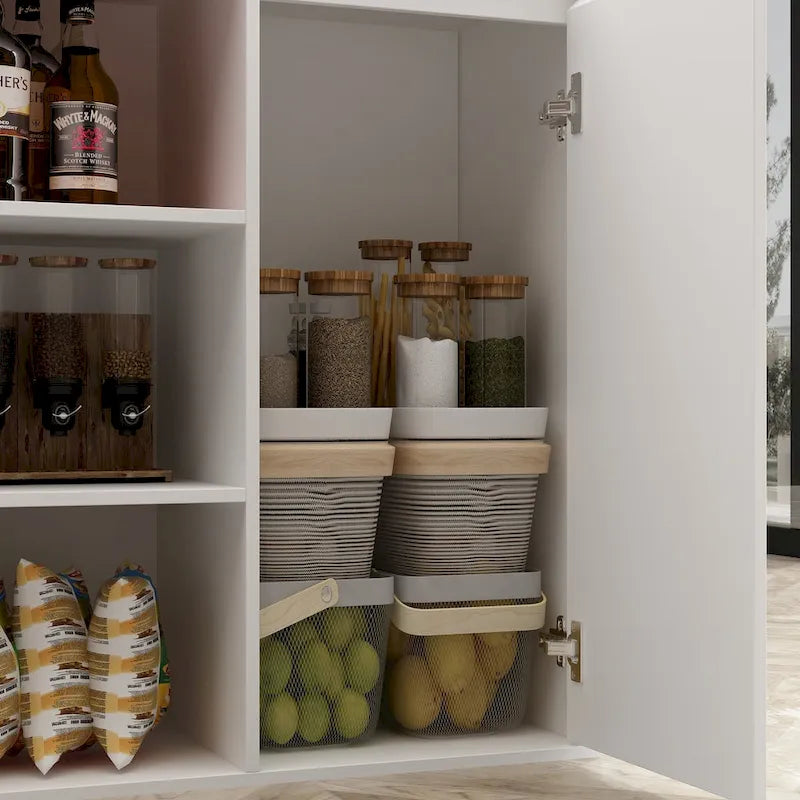Isla de cocina blanca con almacenamiento, 2 caras