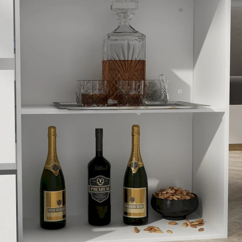 Isla de cocina blanca con almacenamiento, 2 caras