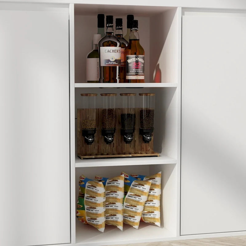 Isla de cocina blanca con almacenamiento, 2 caras