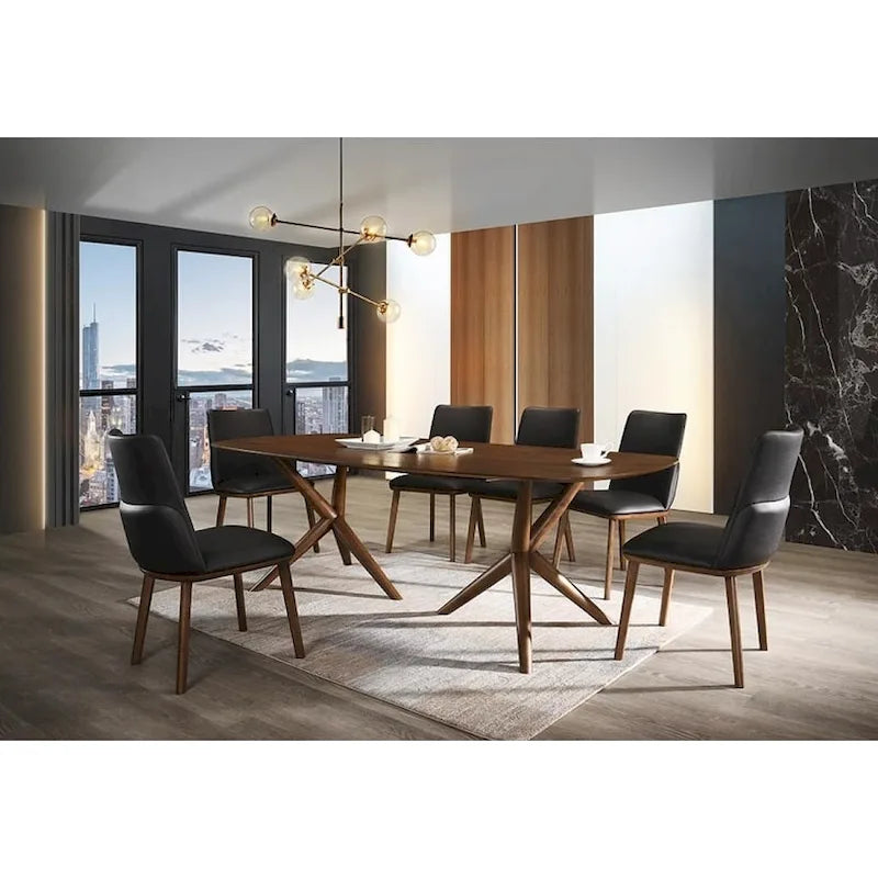 Mesa de comedor rectangular de nogal marrón, para 8 personas