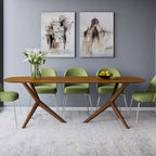 Mesa de comedor rectangular de nogal marrón, para 8 personas