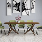 Mesa de comedor rectangular de nogal marrón, para 8 personas