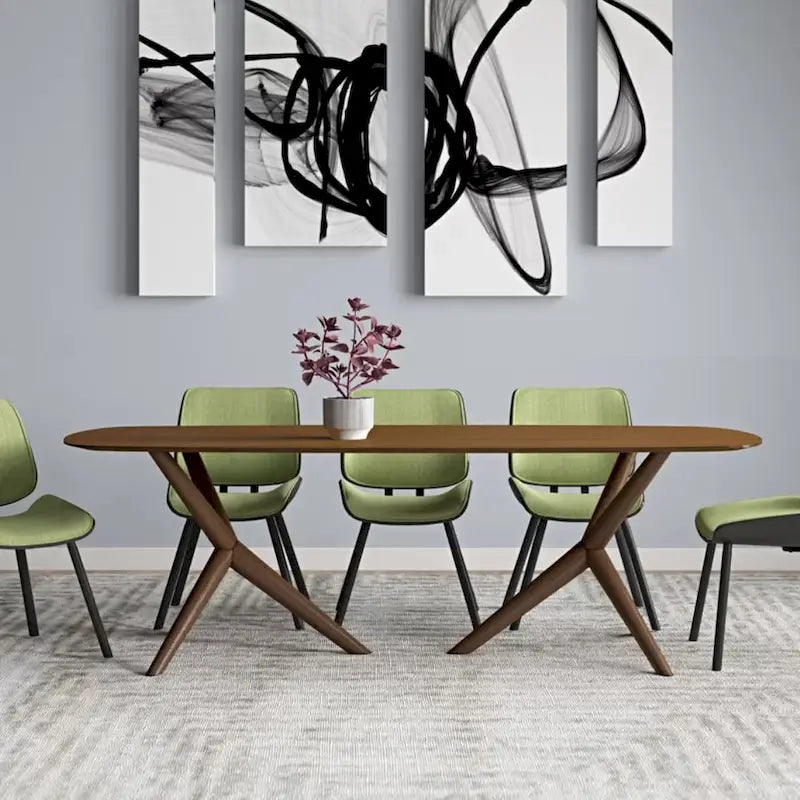 Mesa de comedor rectangular de nogal marrón, para 8 personas