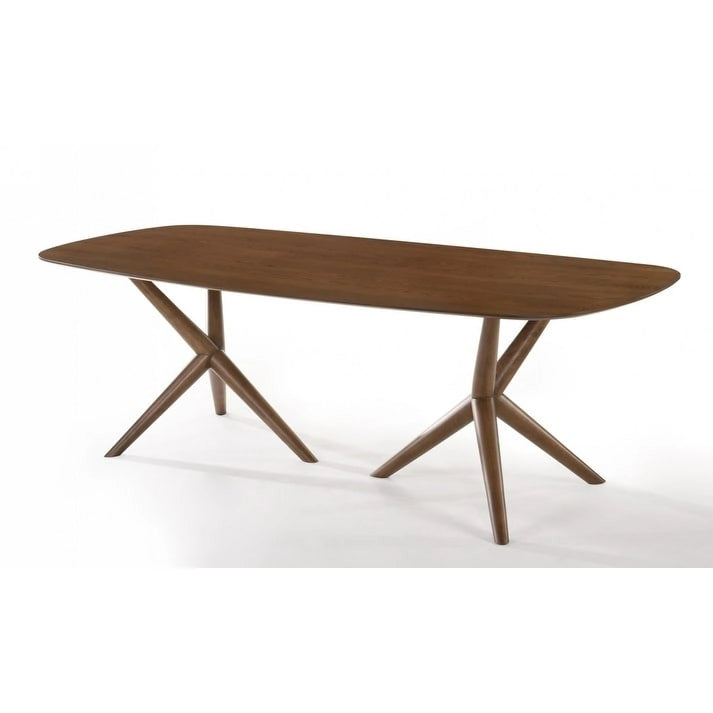 Mesa de comedor rectangular de nogal marrón, para 8 personas