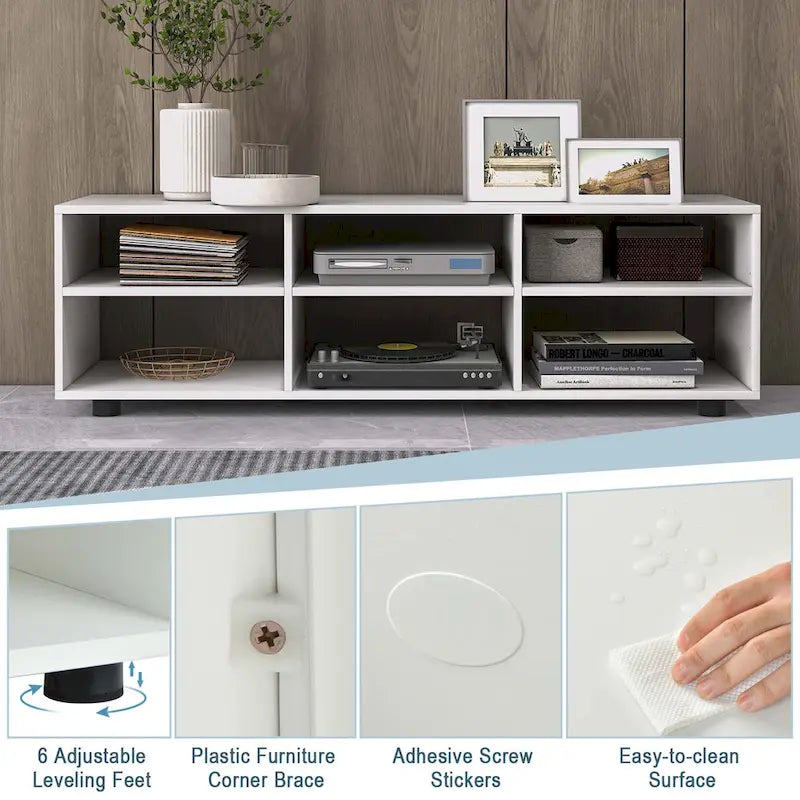 Mueble para TV blanco de 6 compartimentos, hasta 55"