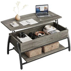 Mesa de centro ovalada elevable Retro gris roble / marrón rústico con almacenamiento oculto