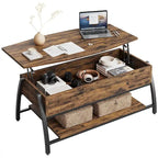 Mesa de centro ovalada elevable Retro gris roble / marrón rústico con almacenamiento oculto