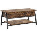 Mesa de centro ovalada elevable Retro gris roble / marrón rústico con almacenamiento oculto