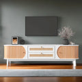 Mueble de TV de ratán natural, 2 colores, para televisores de hasta 75 pulgadas