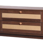 Mueble de TV de ratán natural, 2 colores, para televisores de hasta 75 pulgadas