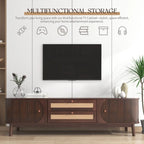 Mueble de TV de ratán natural, 2 colores, para televisores de hasta 75 pulgadas