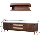 Mueble de TV de ratán natural, 2 colores, para televisores de hasta 75 pulgadas