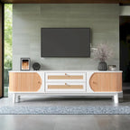 Mueble de TV de ratán natural, 2 colores, para televisores de hasta 75 pulgadas