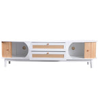 Mueble de TV de ratán natural, 2 colores, para televisores de hasta 75 pulgadas
