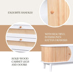Mueble de TV de ratán natural, 2 colores, para televisores de hasta 75 pulgadas