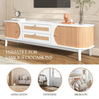 Mueble de TV de ratán natural, 2 colores, para televisores de hasta 75 pulgadas
