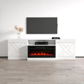 Mueble de TV con chimenea eléctrica blanco/negro – Para televisores de hasta 90"