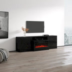 Mueble de TV con chimenea eléctrica blanco/negro – Para televisores de hasta 90"