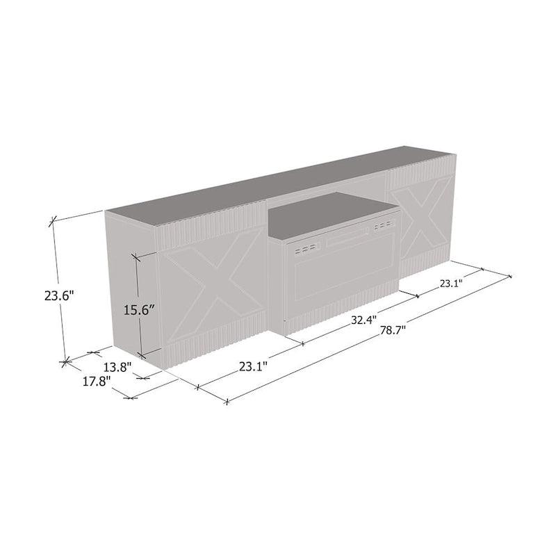 Mueble de TV con chimenea eléctrica blanco/negro – Para televisores de hasta 90"