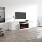 Mueble de TV con chimenea eléctrica blanco/negro – Para televisores de hasta 90"
