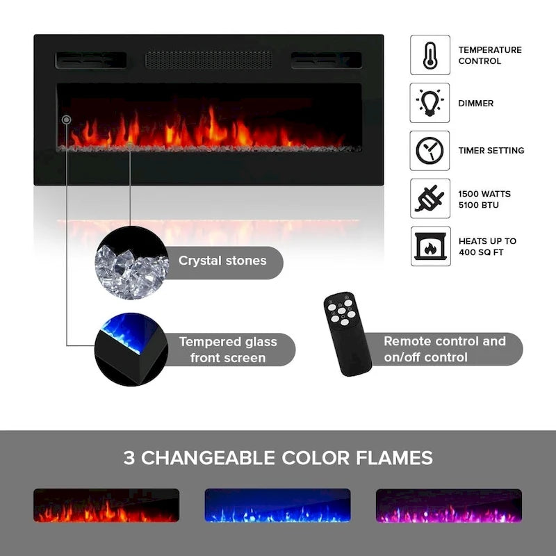 Mueble de TV de alto brillo blanco y negro con chimenea eléctrica – Juego de 2 librerías