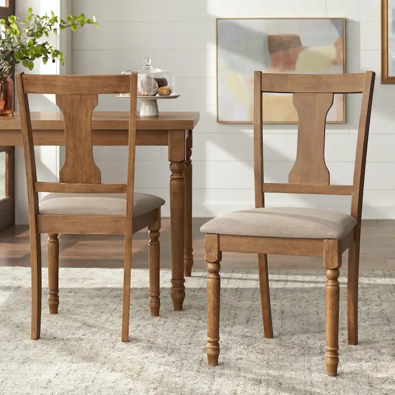 Sillas de comedor estilo rústico de granja de madera recuperada/marrón rústico/gris envejecido, juego de 2