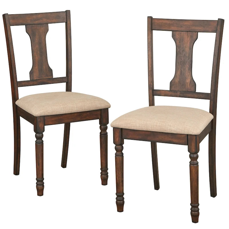 Sillas de comedor estilo rústico de granja de madera recuperada/marrón rústico/gris envejecido, juego de 2