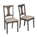 Sillas de comedor estilo rústico de granja de madera recuperada/marrón rústico/gris envejecido, juego de 2