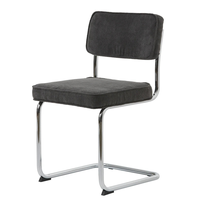 Silla de comedor de pana mostaza/gris/verde, juego de 2
