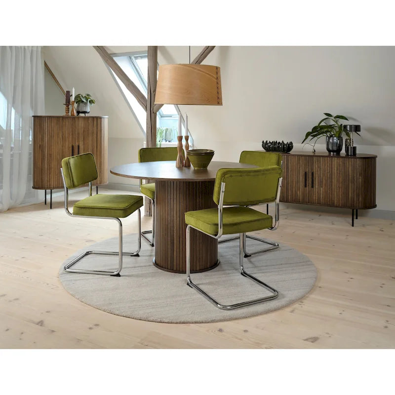 Silla de comedor de pana mostaza/gris/verde, juego de 2
