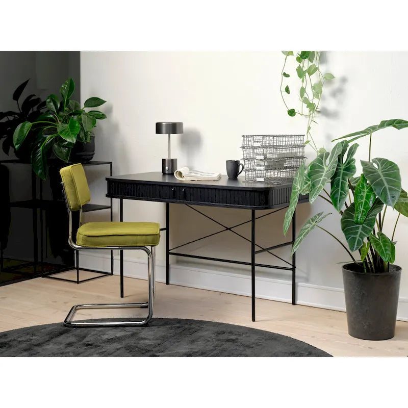 Silla de comedor de pana mostaza/gris/verde, juego de 2