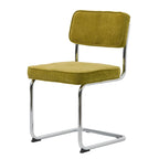 Silla de comedor de pana mostaza/gris/verde, juego de 2