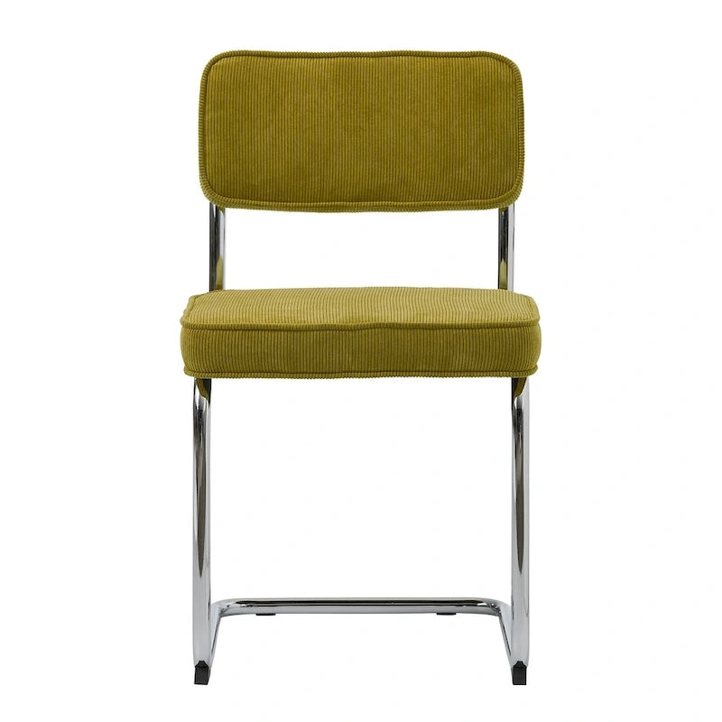 Silla de comedor de pana mostaza/gris/verde, juego de 2