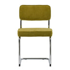 Silla de comedor de pana mostaza/gris/verde, juego de 2