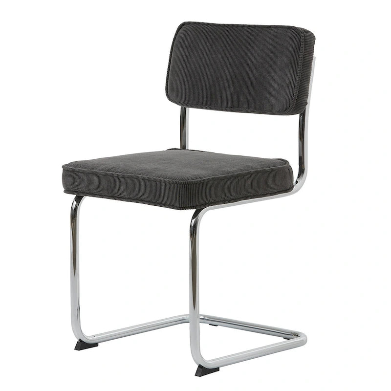 Silla de comedor de pana mostaza/gris/verde, juego de 2