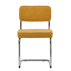 Silla de comedor de pana mostaza/gris/verde, juego de 2