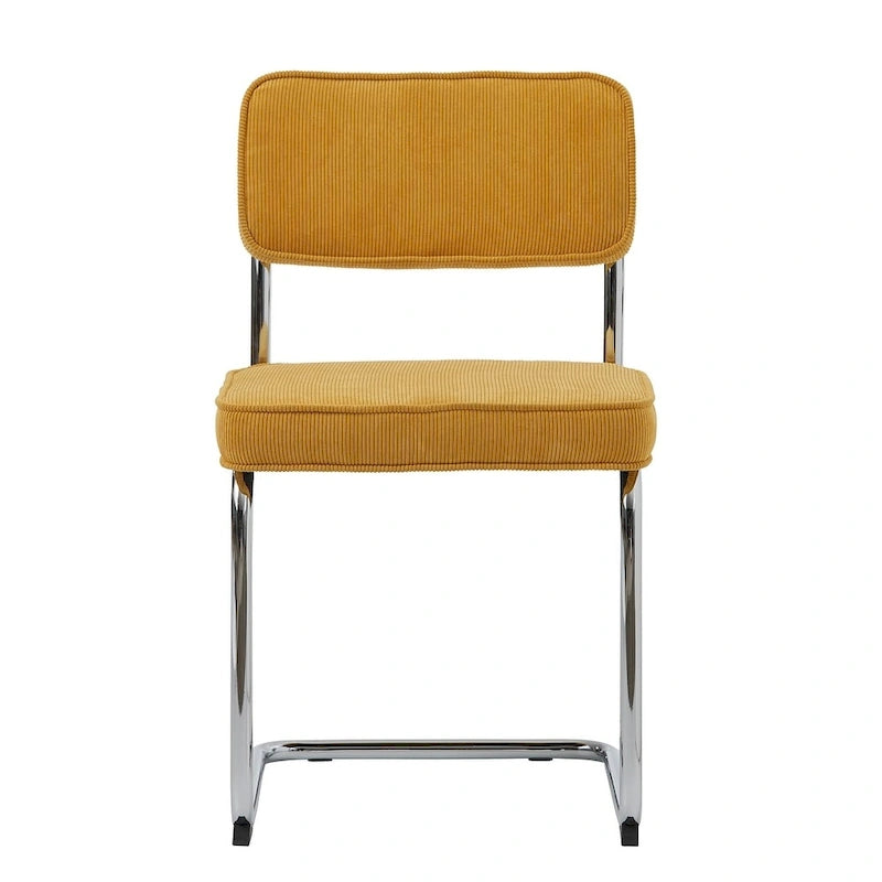 Silla de comedor de pana mostaza/gris/verde, juego de 2