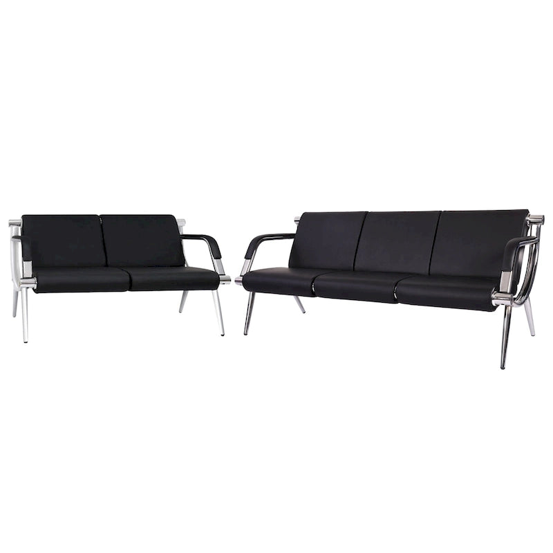 Banco de Recepción de Cuero Sintético Negro, Configuraciones de 1 a 3 Asientos