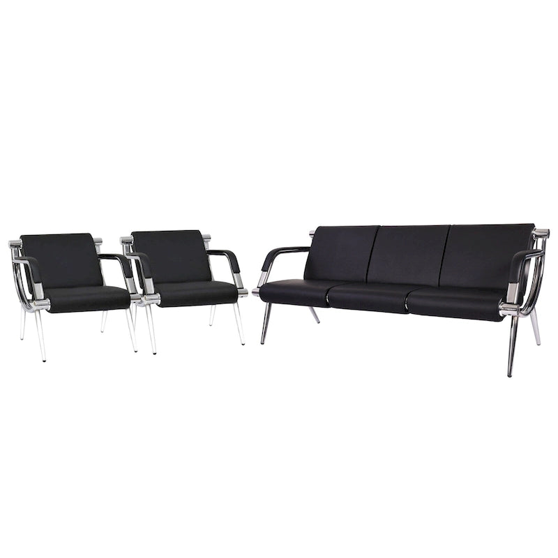 Banco de Recepción de Cuero Sintético Negro, Configuraciones de 1 a 3 Asientos
