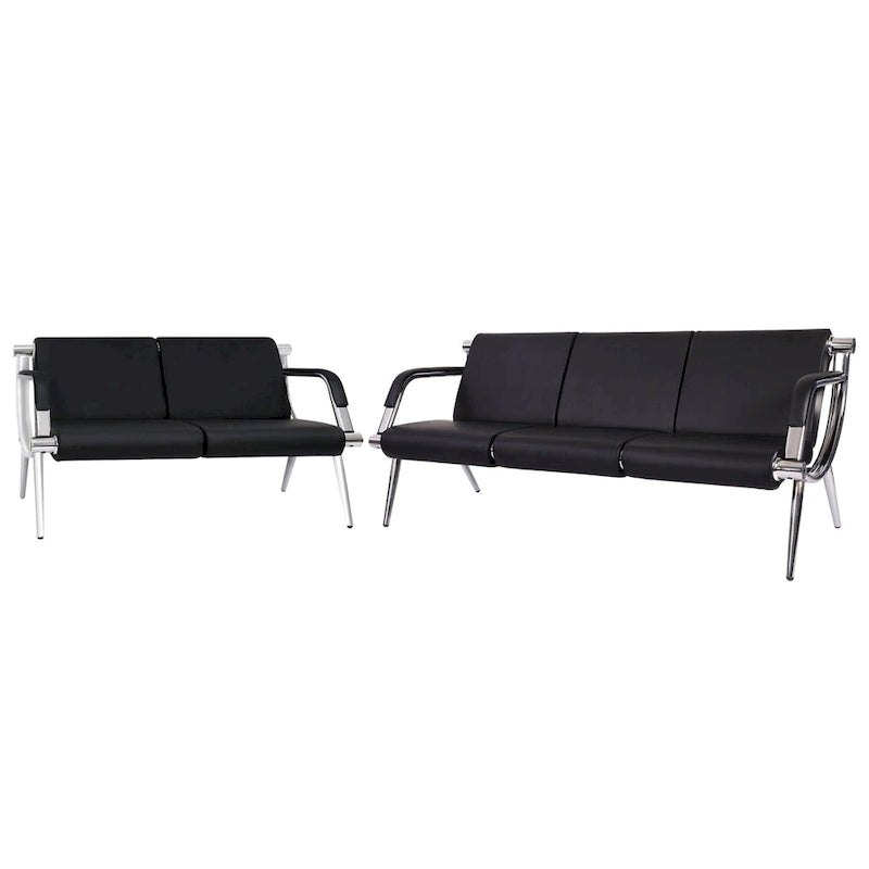 Banco de Recepción de Cuero Sintético Negro, Configuraciones de 1 a 3 Asientos