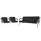 Banco de Recepción de Cuero Sintético Negro, Configuraciones de 1 a 3 Asientos