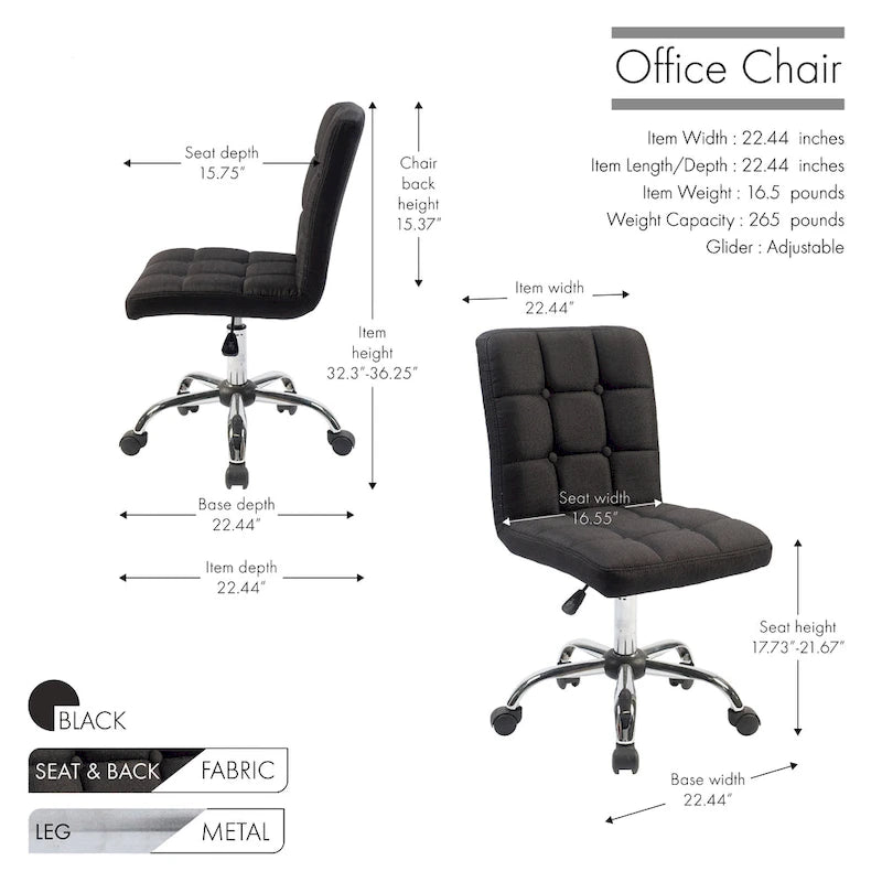 Silla de oficina giratoria de tela capitoné azul/gris/rojo/negro, 1 persona