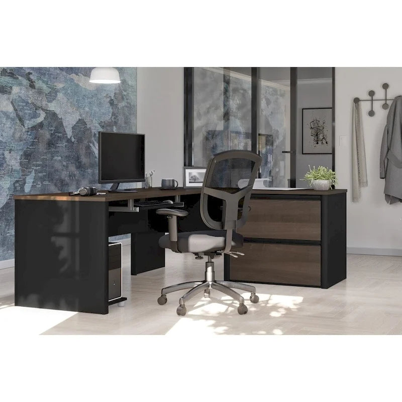 Escritorio en L Bestar Connexion con pedestal sobredimensionado