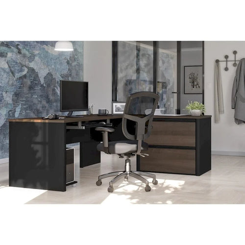 Escritorio en L Bestar Connexion con pedestal sobredimensionado