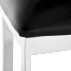 Taburete de bar con respaldo cruzado cromado y asiento de PU, 1 asiento