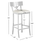 Taburete de bar con respaldo cruzado cromado y asiento de PU, 1 asiento