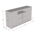 Aparador moderno de roble blanco/negro, 2 puertas, 63"