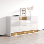 Aparador moderno de roble blanco/negro, 2 puertas, 63"